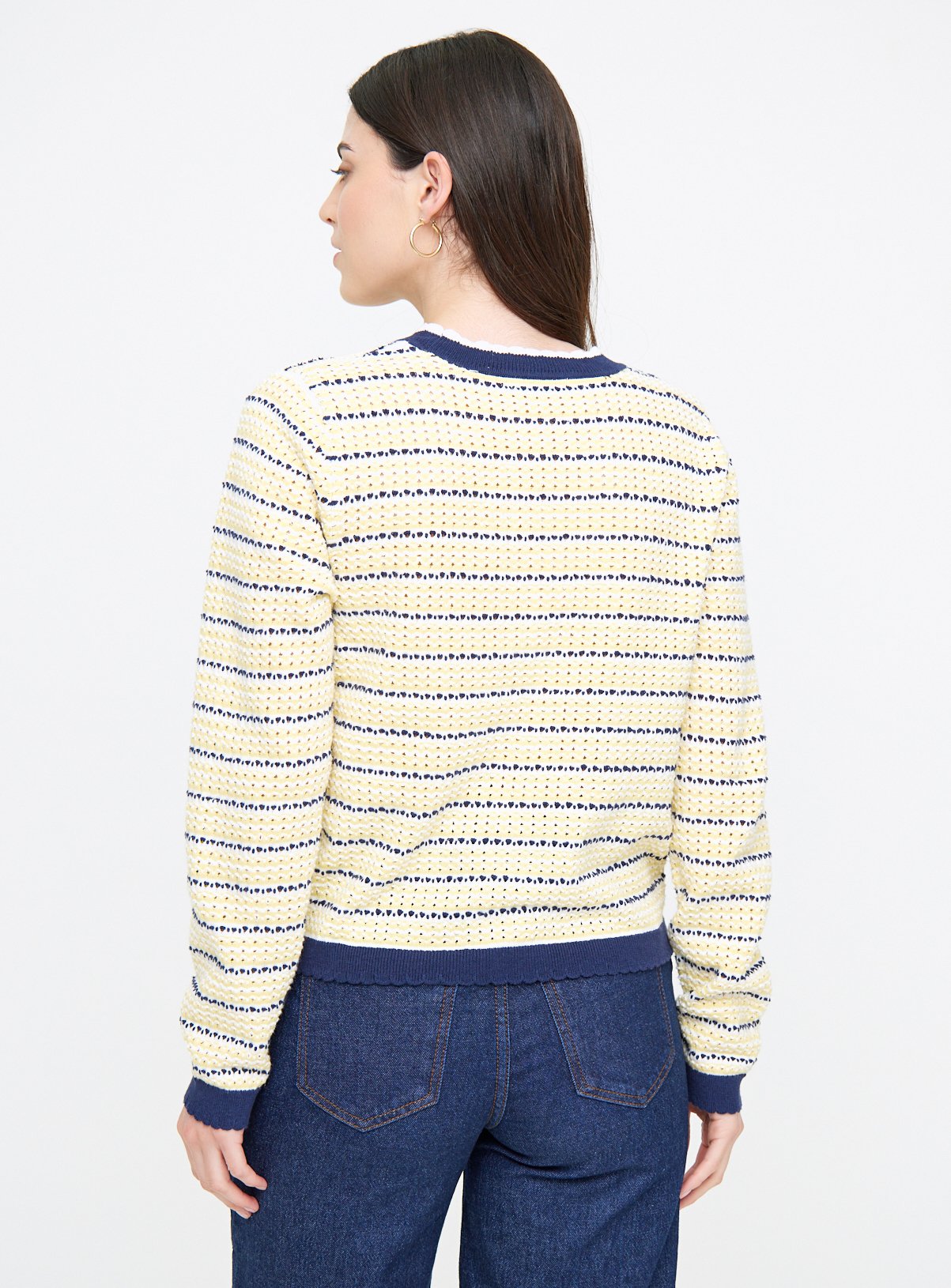 Yellow Stitch Stripe Cropped Jumper 8 - Image 4 thumbnail
